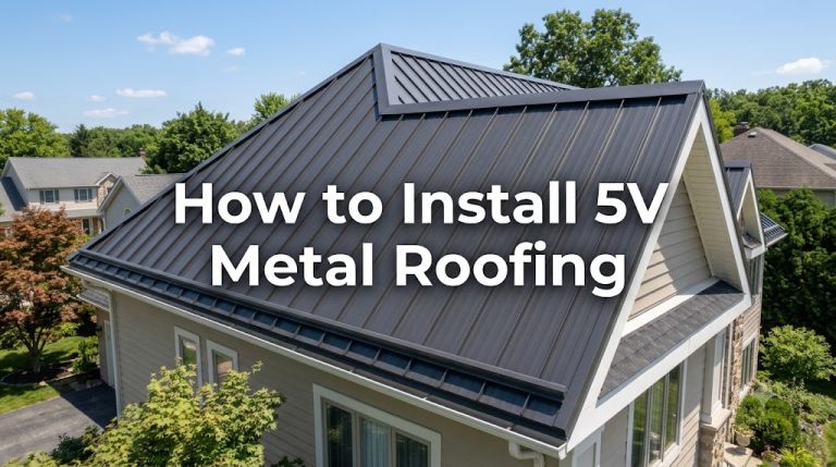 finished 5v metal roofing installation on residential roof