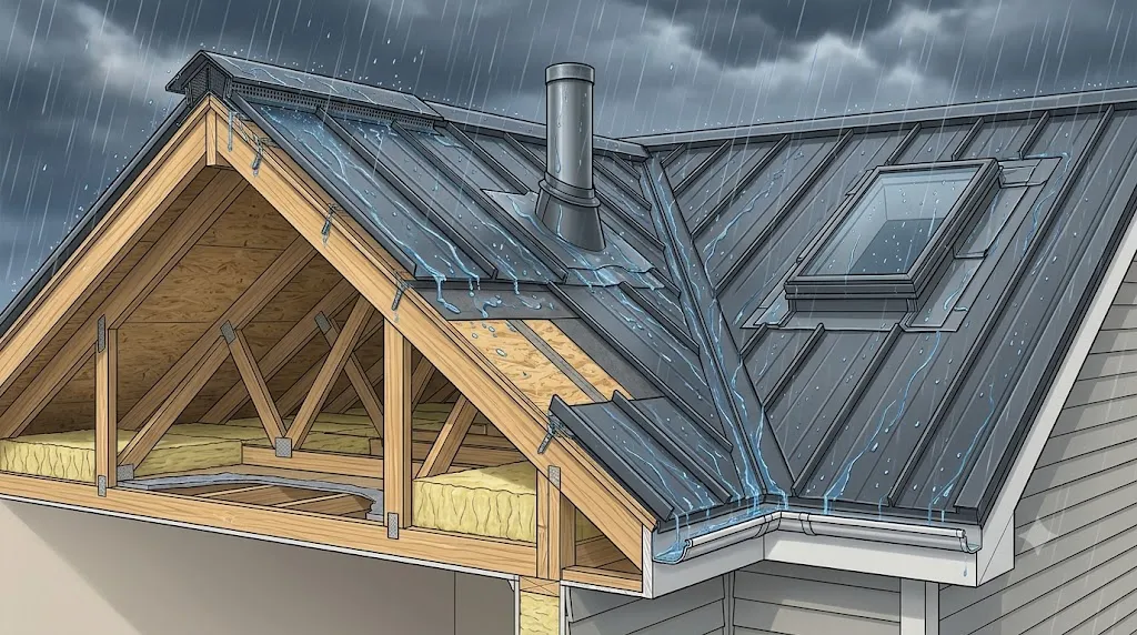 why does my metal roof leak in heavy rain common leak points on metal roofing