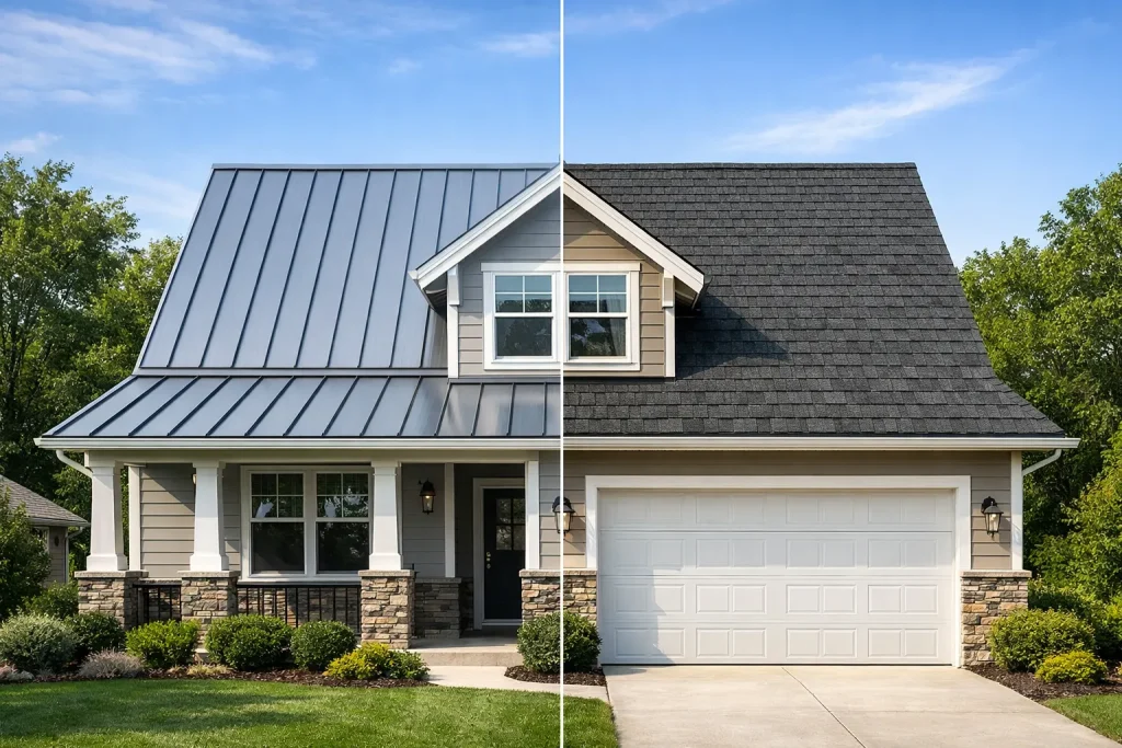 is a metal roof cheaper than shingles comparison on a residential home