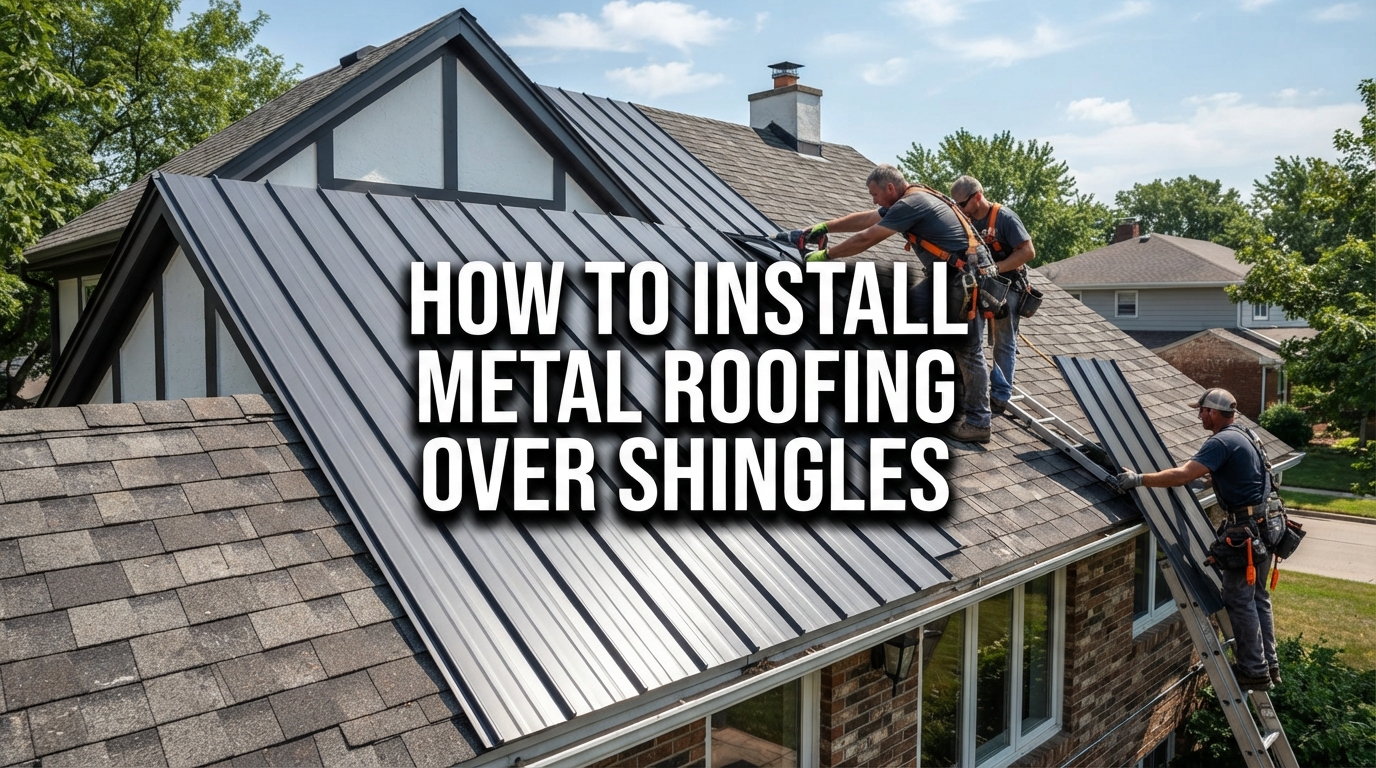 roofing contractor inspecting roof before installing metal roofing over shingles
