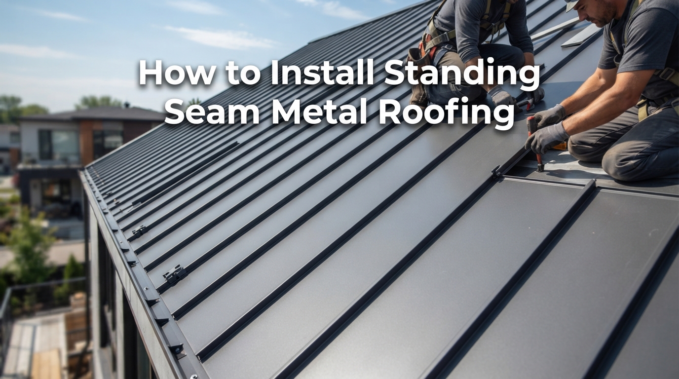 standing seam metal roofing installation layers with underlayment clips flashing and panels