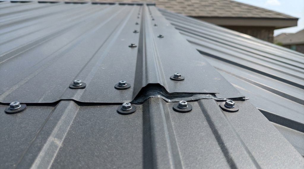 Diagram showing how much overlap for metal roofing side laps and end laps