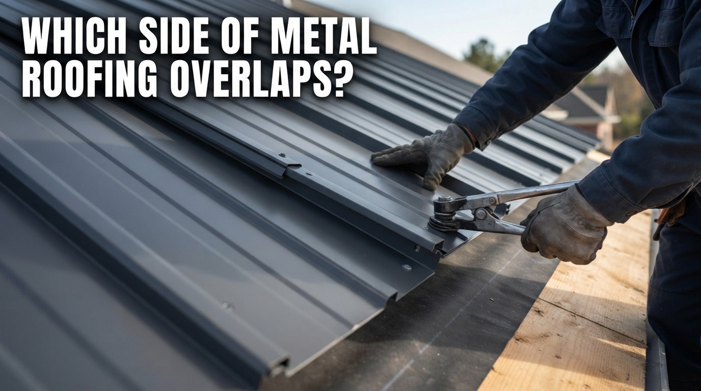 Metal roofing overlap direction facing away from prevailing wind