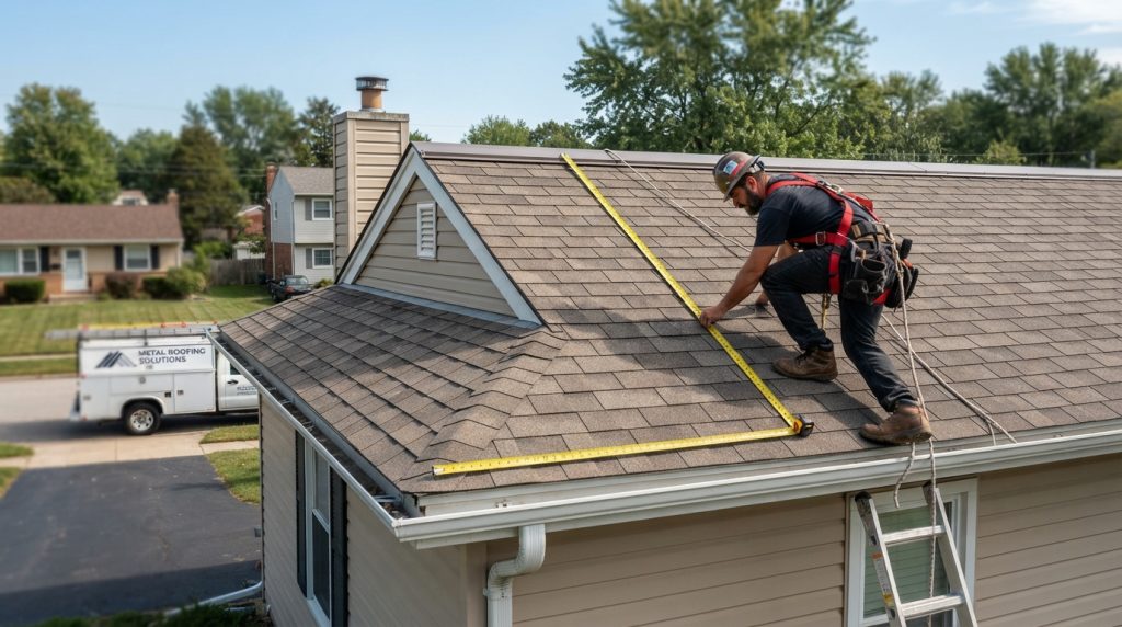 Diagram showing how many sheets of metal roofing are needed for a gable roof