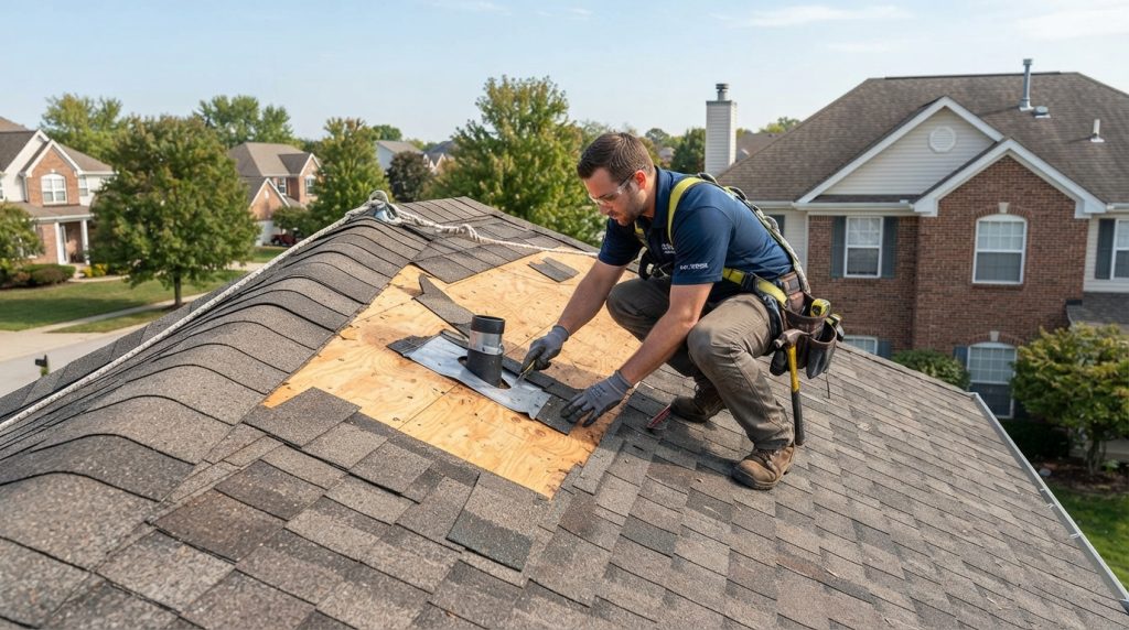 roofing contractor inspecting whether can you put a metal roof over shingles