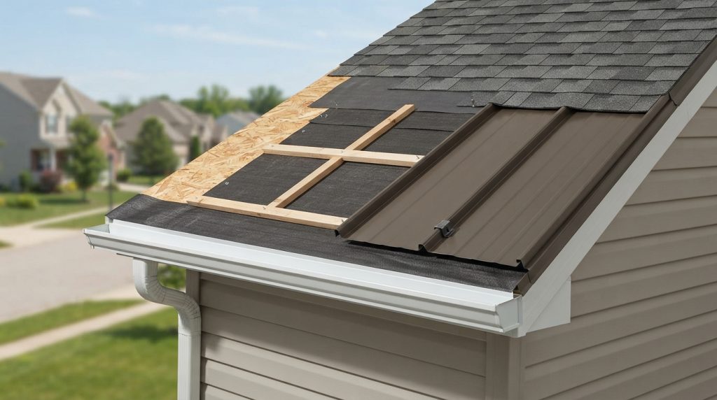 how to install metal roofing over shingles with underlayment and metal panels