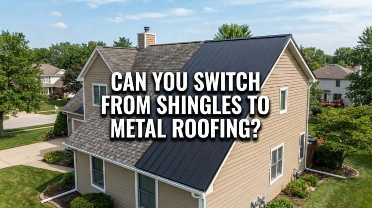roofing contractor inspecting if you can switch from shingles to metal roofing