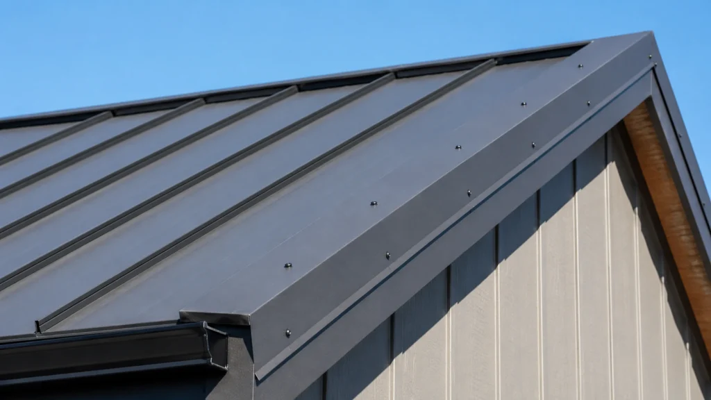 how to install rake trim on metal roof showing proper edge placement