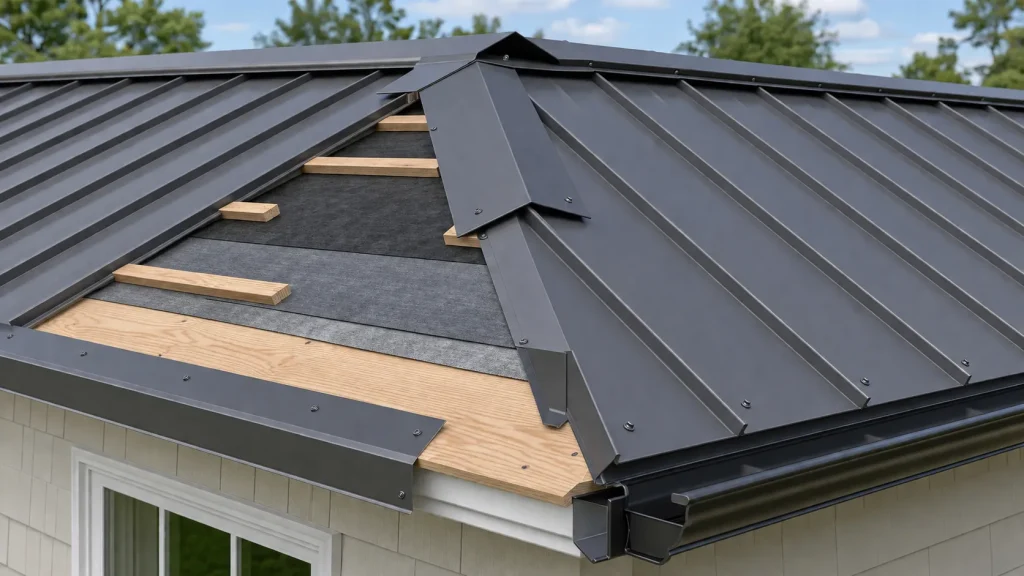 do it yourself metal roofing parts including panels flashing screws and ridge cap