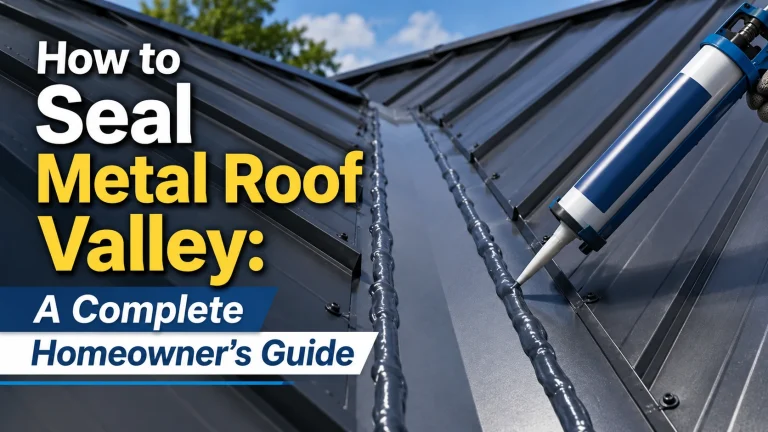 contractor sealing metal roof valley with roofing sealant