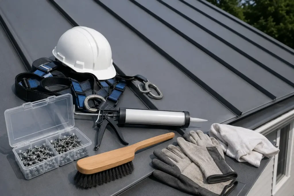 Tools and sealant needed to learn how to seal a metal roof