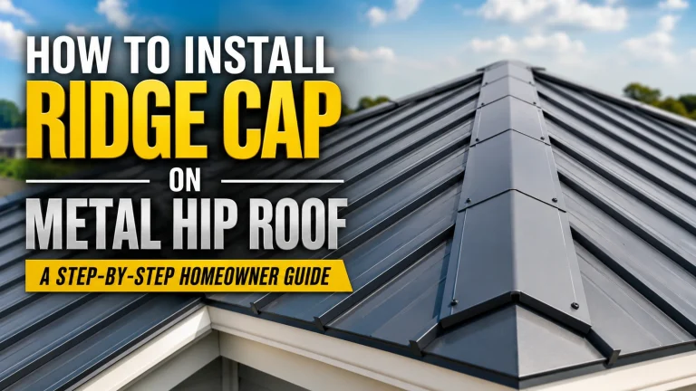 How to install ridge cap on metal hip roof with closure strips and roofing screws.