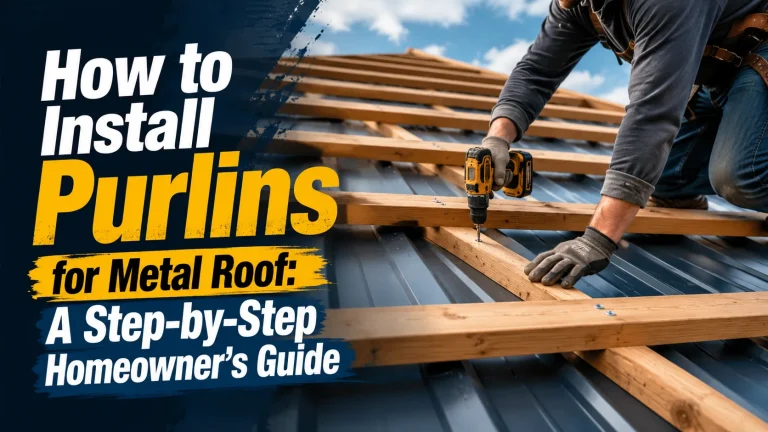checking purlin spacing on a metal roof installation