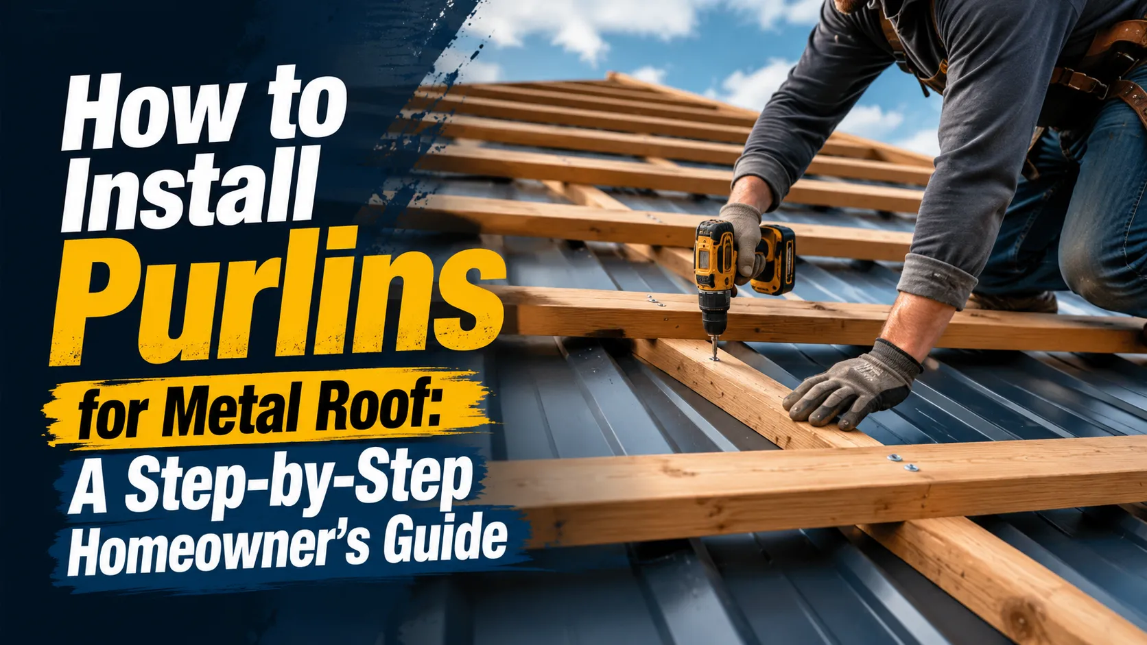 checking purlin spacing on a metal roof installation
