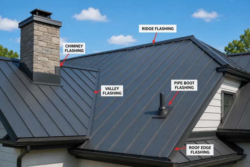 How to install flashing on metal roof around valleys, chimneys, and roof edges