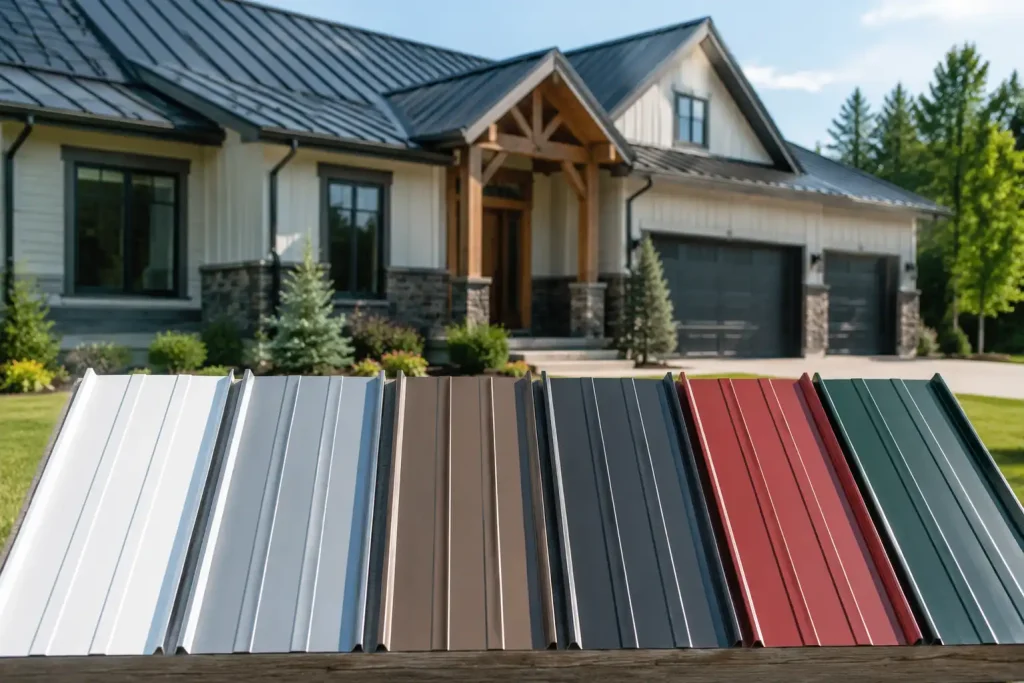 do metal roofs fade comparison showing light and dark metal roof color samples