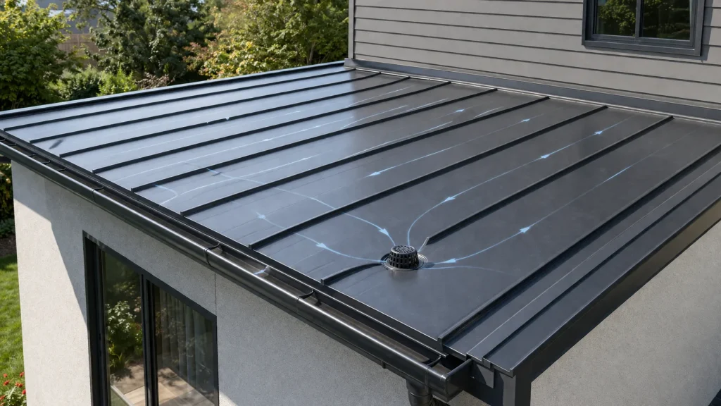 how to install metal roofing on a flat roof with proper low slope drainage