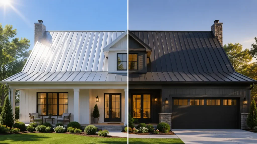 does metal roofing color affect heating cooling bills light vs dark roof comparison