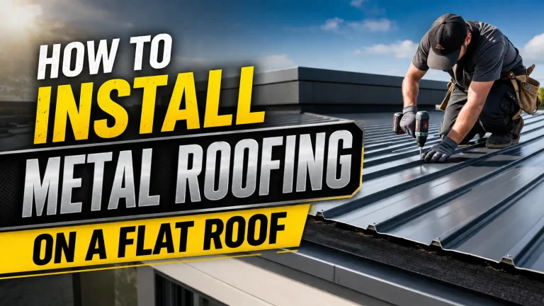 roofing contractor inspecting flat roof before metal roofing installation