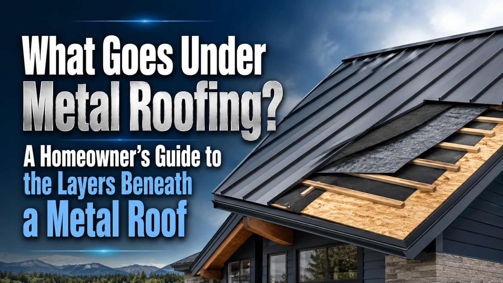 roofing contractor inspecting underlayment under metal roofing