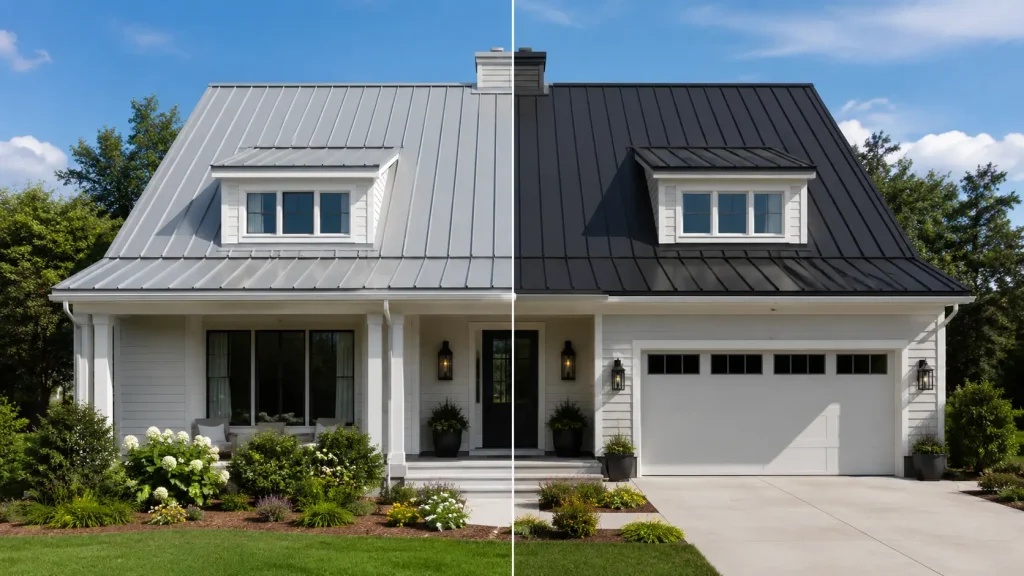how to choose metal roof color for light and dark metal roofing options