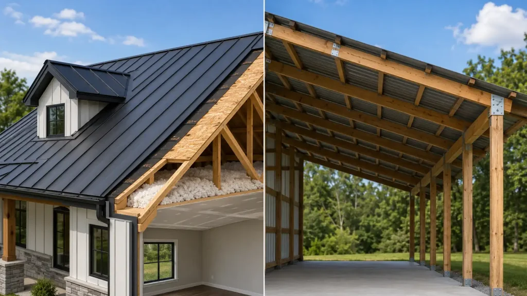 are metal roofs noisy when it rains on a modern residential home
