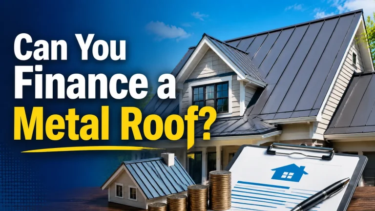 homeowner reviewing financing options for a metal roof with a roofing contractor