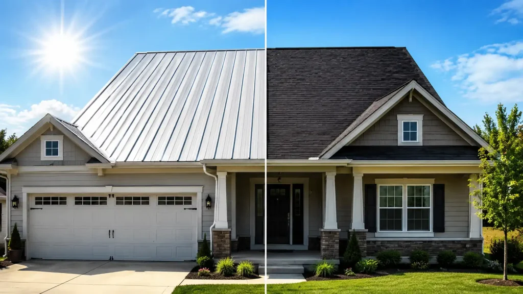 do metal roofs reflect heat on a residential home with reflective standing seam roofing