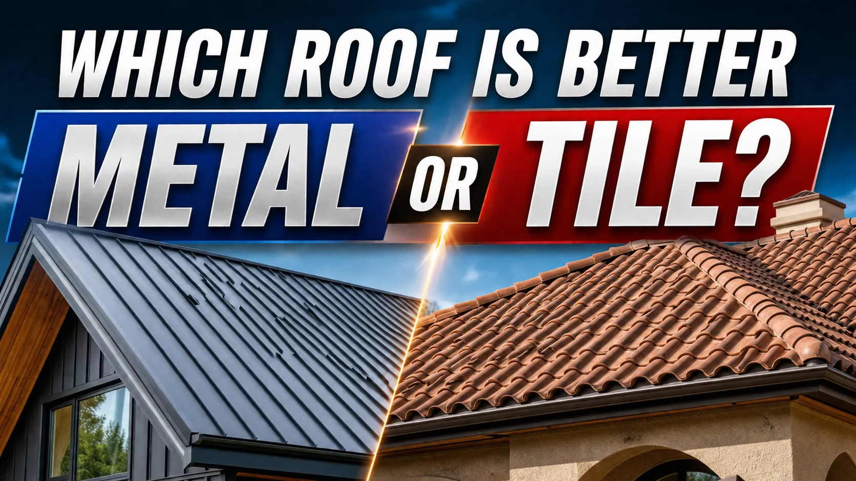 roofing contractor inspecting metal and tile roof warning signs