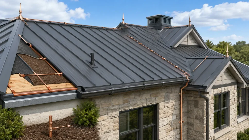 do you need lightning rod with metal roof on a residential standing seam roof