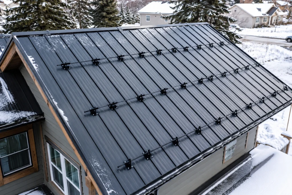 Proper snow guard layout on a metal roof