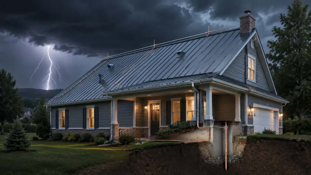 Do metal roofs attract lightning safety illustration for homeowners