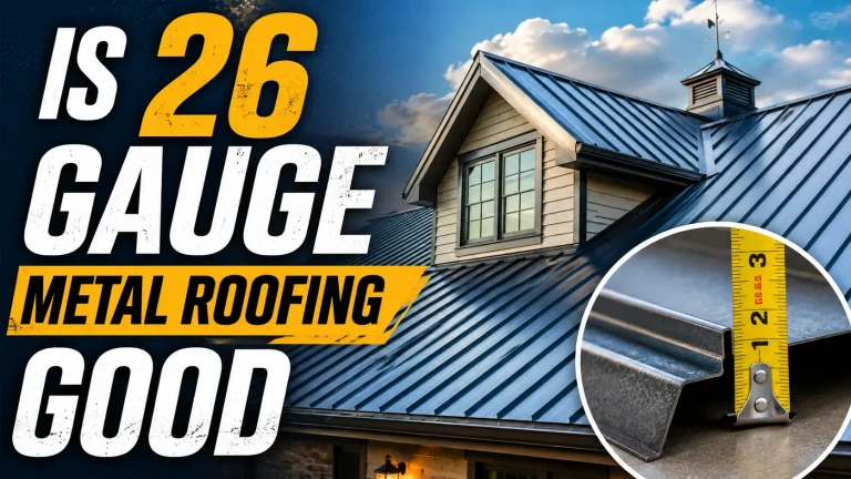 roofing contractor inspecting 26 gauge metal roofing installation