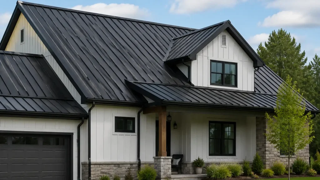 what does a metal roof look like on a modern residential home