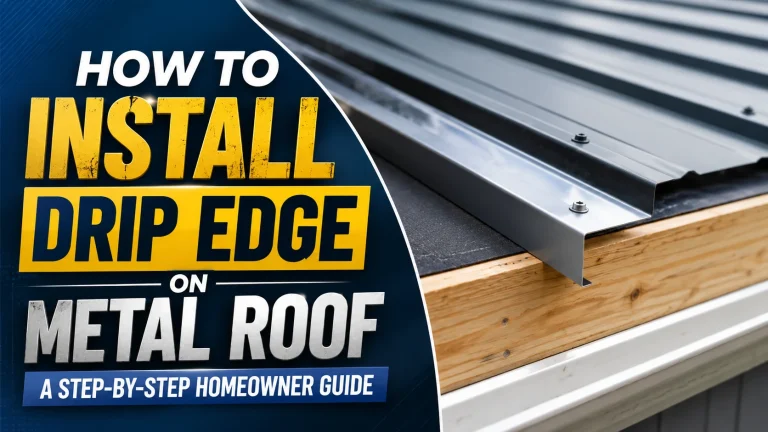 Professional installing drip edge on metal roof before panel installation.