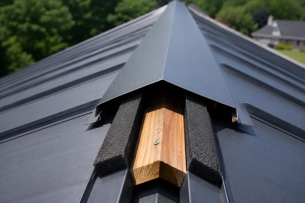 how to install ridge cap on metal roof with foam closure strips