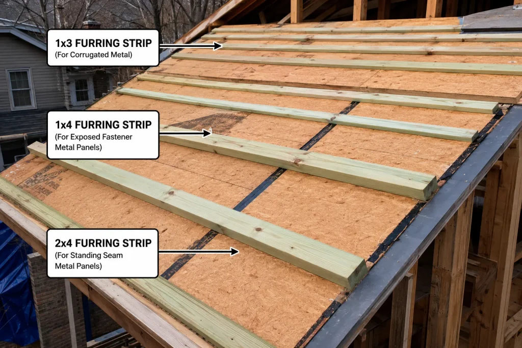what size furring strips for metal roof comparison chart