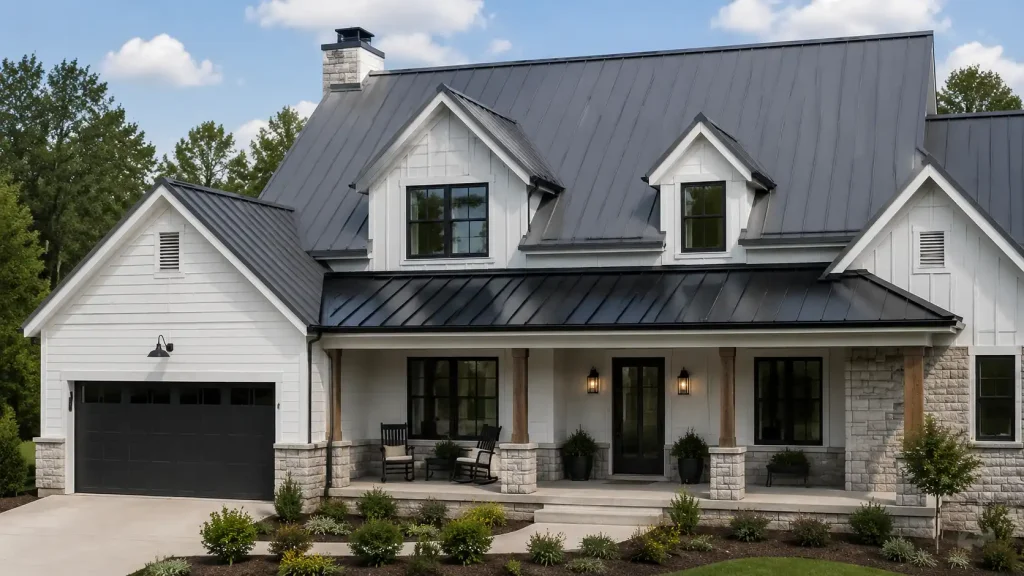 can i use two colors of metal for roof design on a modern residential home