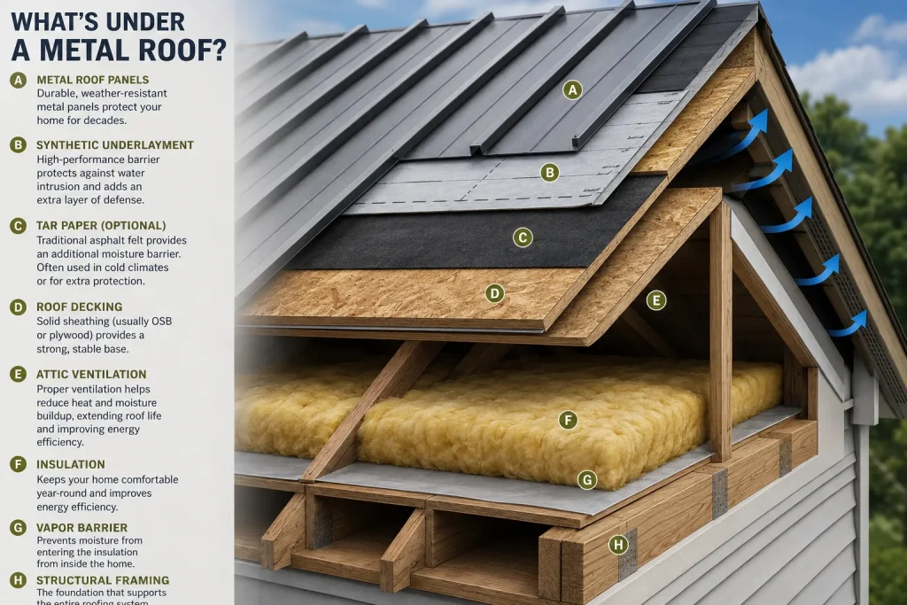 do i need tar paper under metal roof roofing layers diagram