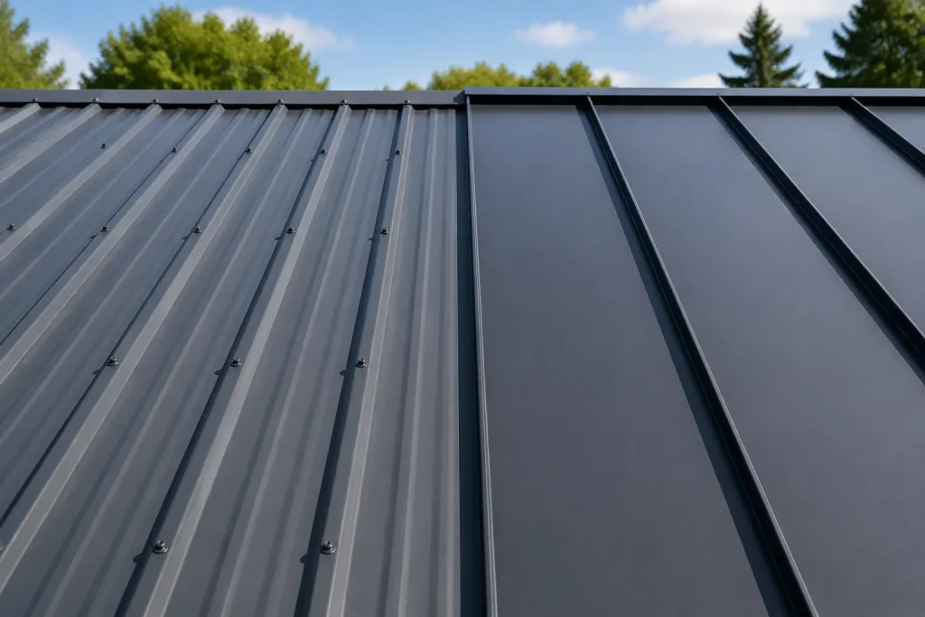how much is metal roofing per sheet for exposed fastener and standing seam panels