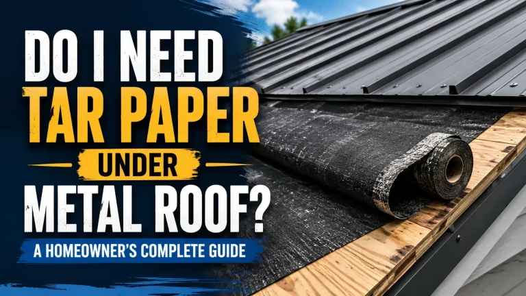 roofing contractor installing tar paper under metal roof