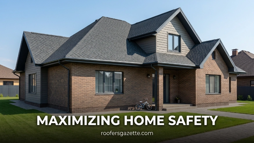 professional roofing contractor inspecting home safety metal roofing systems