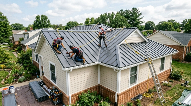 OSHA roofing requirements for workers installing a residential metal roof