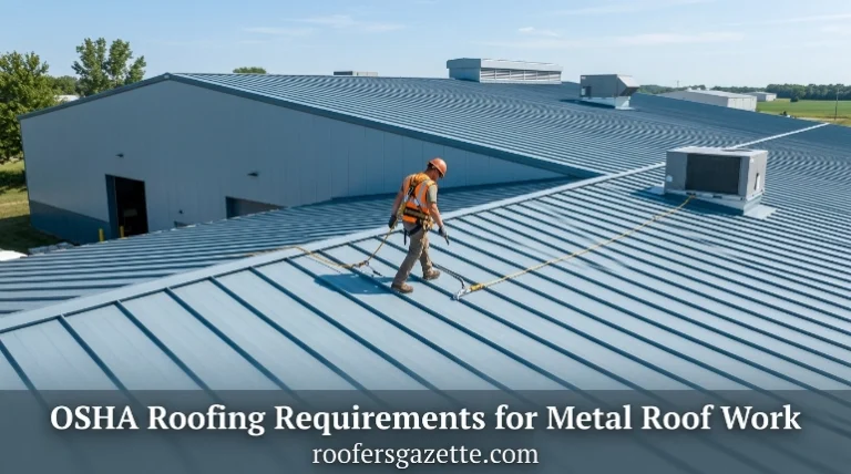 OSHA roofing requirements for workers installing a residential metal roof