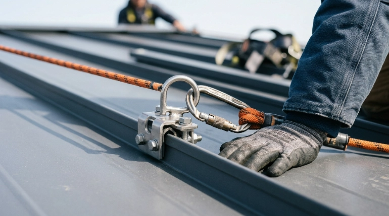 Metal roof anchor for reliable rooftop fall protection