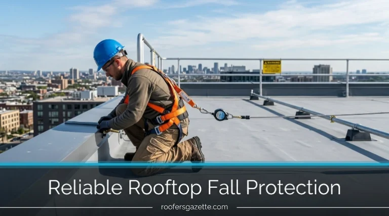 Reliable rooftop fall protection on a residential metal roof