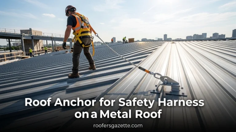 roof anchor for safety harness on a standing seam metal roof