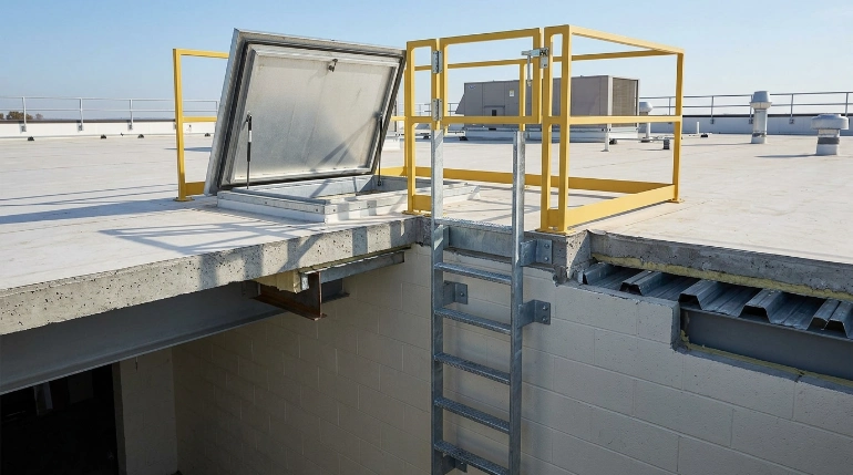 OSHA roof hatch ladder safety and guarded access opening