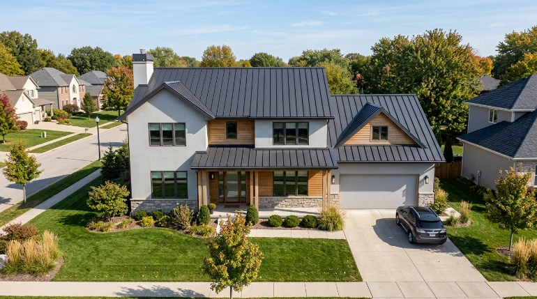 Roof reg guide showing a modern residential metal roof
