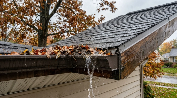 Can clogged gutters cause roof leaks from overflowing rainwater